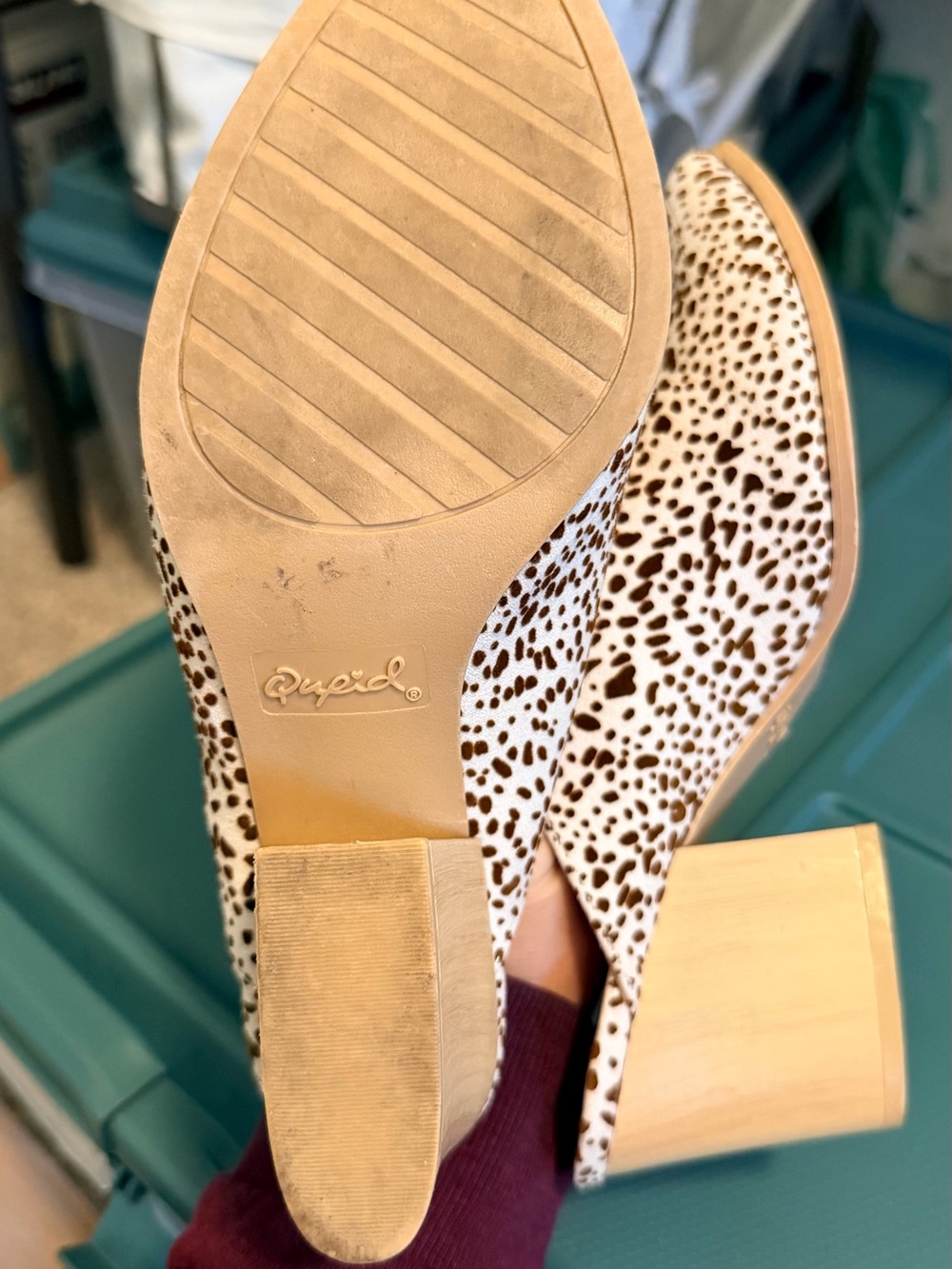Qupid Dalmatian-Print Pointed Mule in White & Brown - Picture 4 of 5